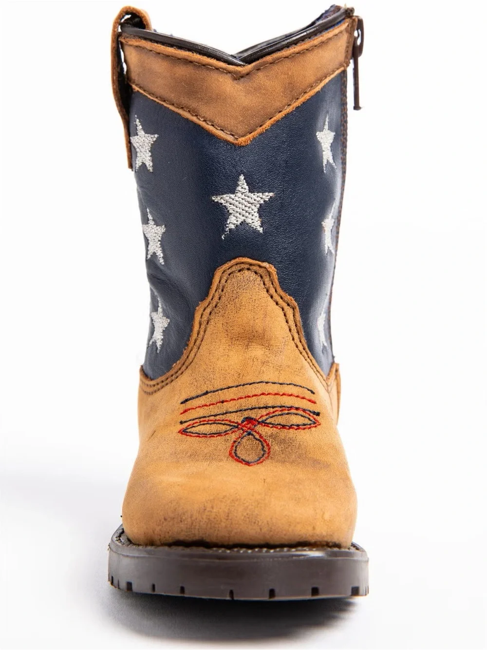 Cody James American Toddler Tan & Navy Western Flag Boot